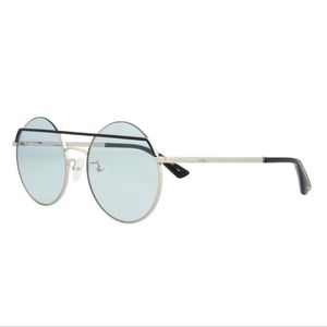 McQ Alexander McQueen Silver & Light Blue Core
Round Sunglasses UV 55mm Lens